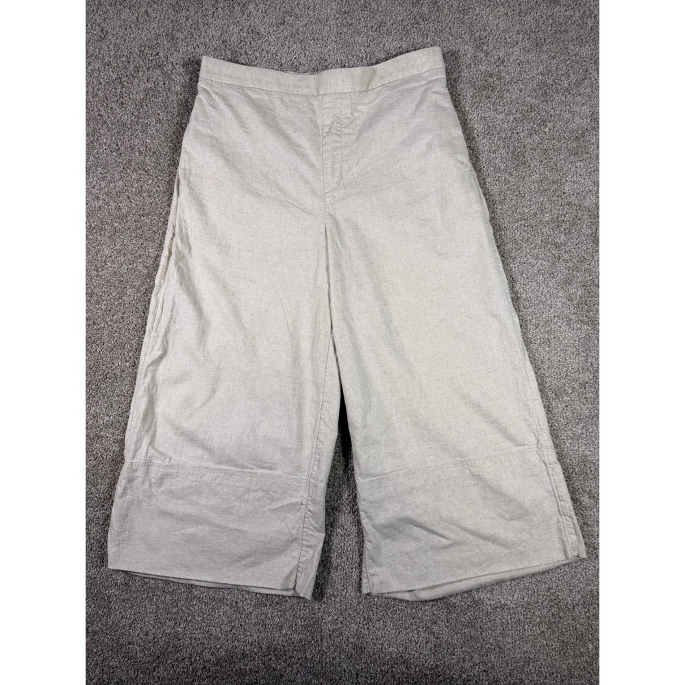 Banana Republic Womens Linen Blend Wide Leg Pants Size L Beige Pull On